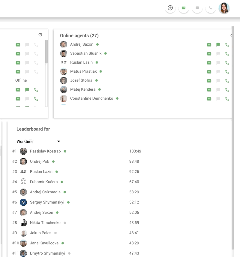 Internal workplace chat feature sa LiveAgent - halimbawa